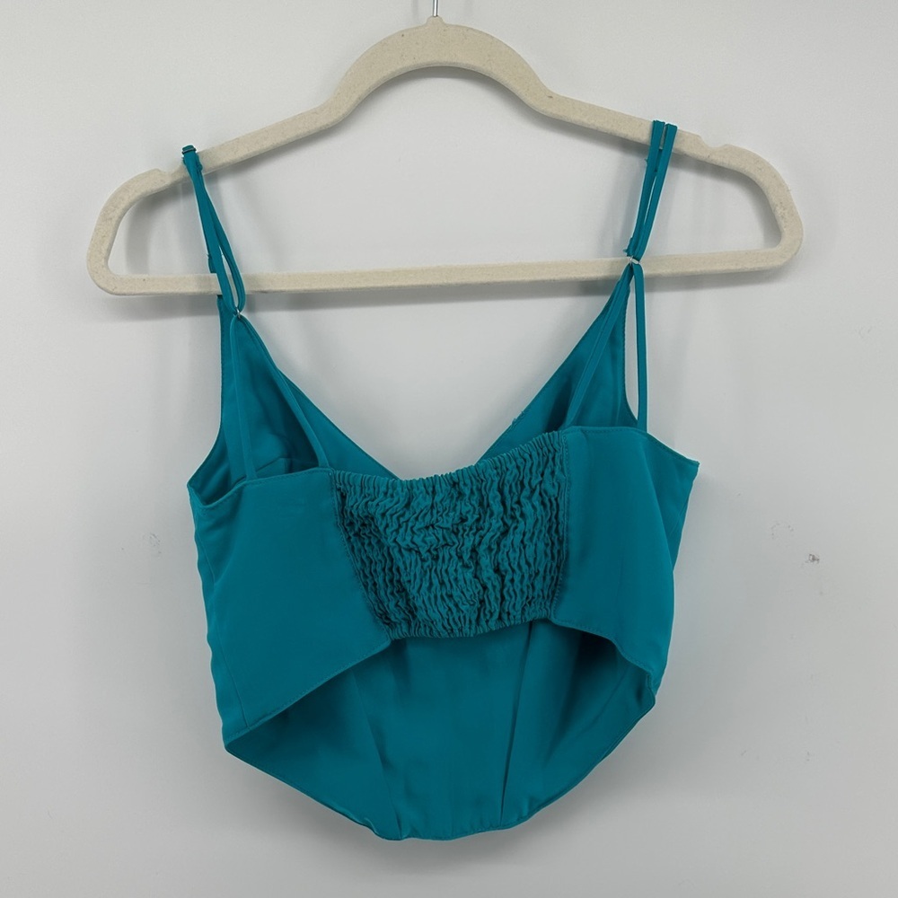 UrbanOutfitter Y2K FairycoreCottagecore Steampunk Corset TealBustier CropTop SzM - Picture 5 of 14